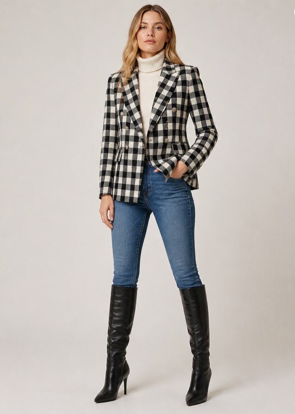 EUC -  Veronica Beard Miller Dickey Black-White Checked Jacket